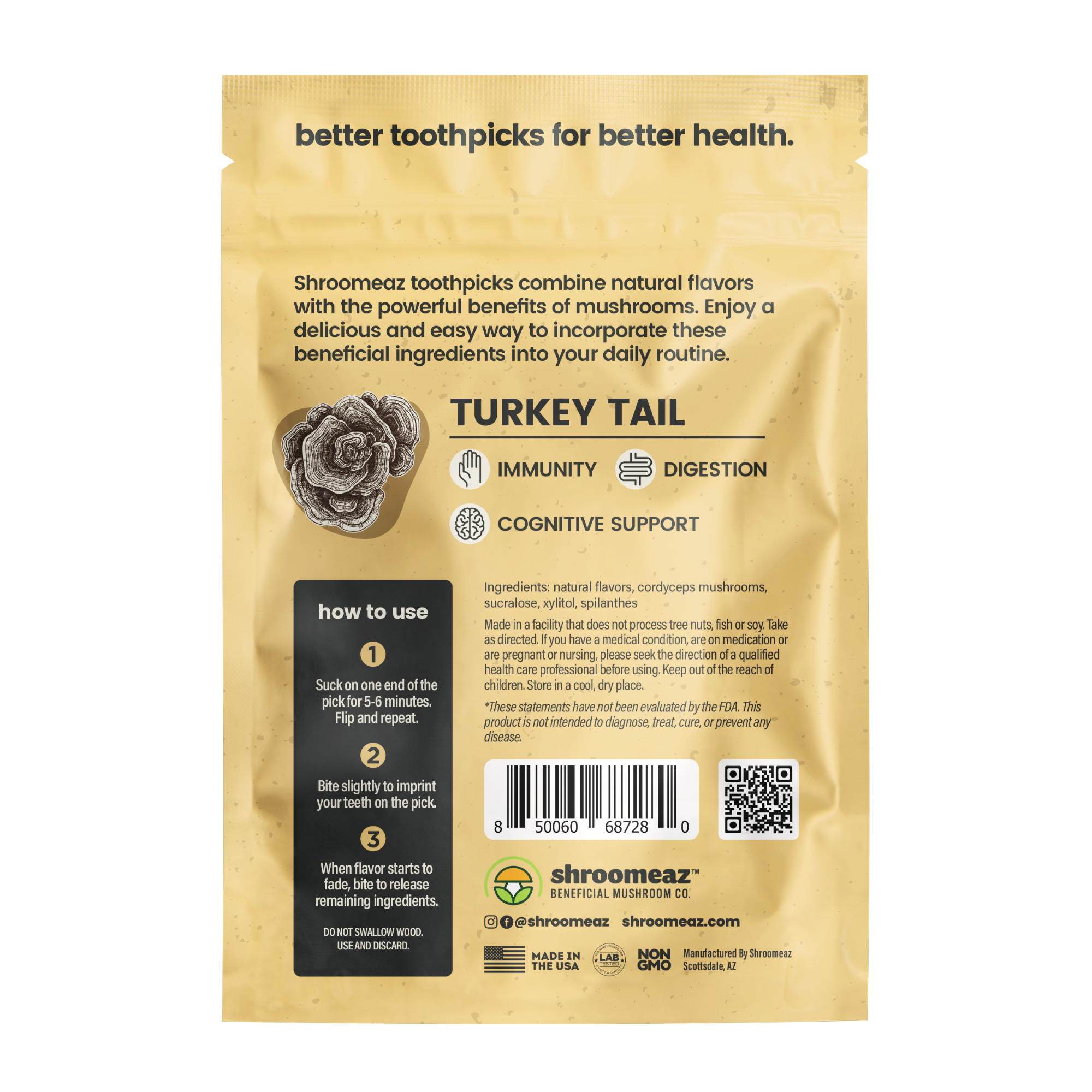 Mushroom Infused Toothpicks - Turkey Tail (60 picks)