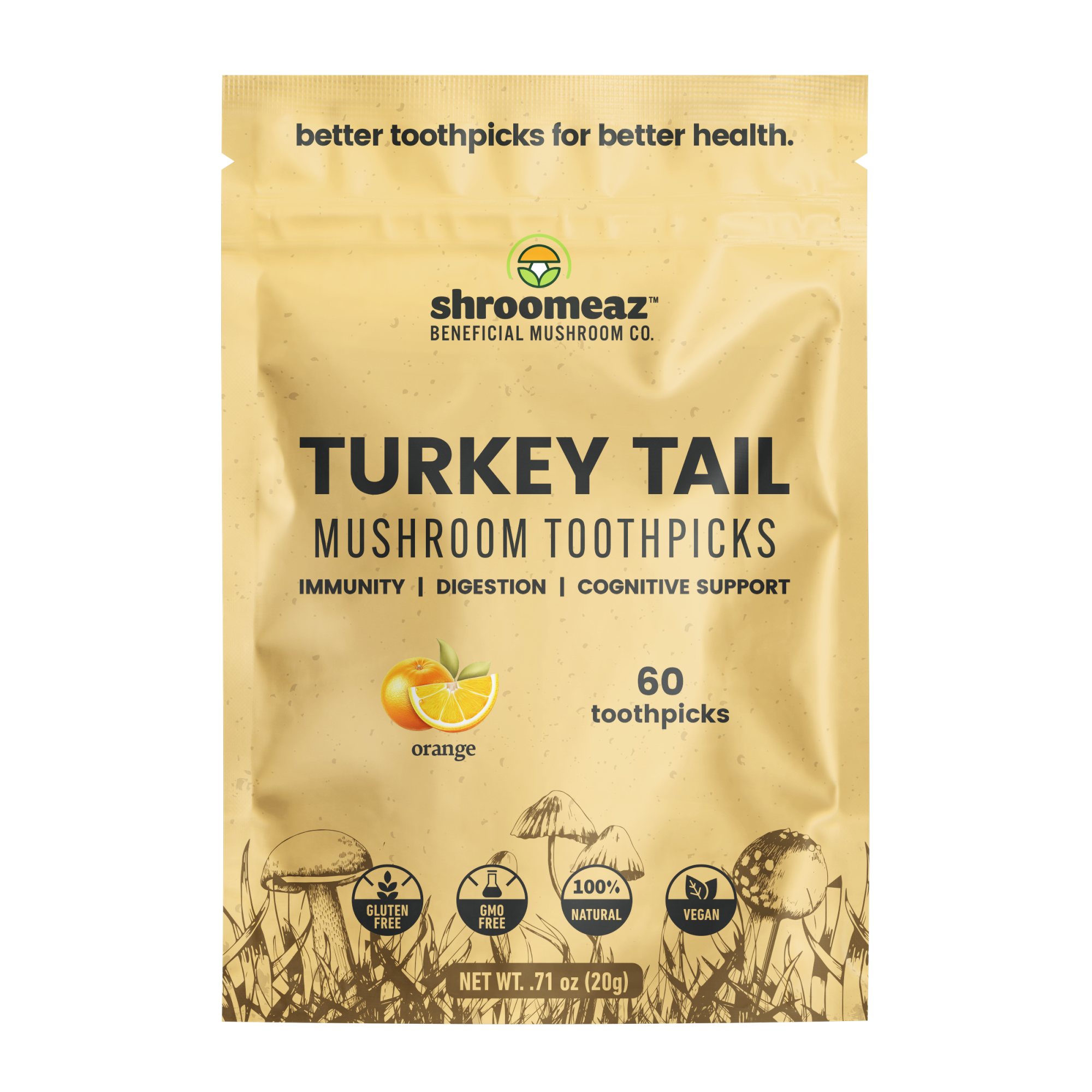 Mushroom Infused Toothpicks - Turkey Tail (60 picks)